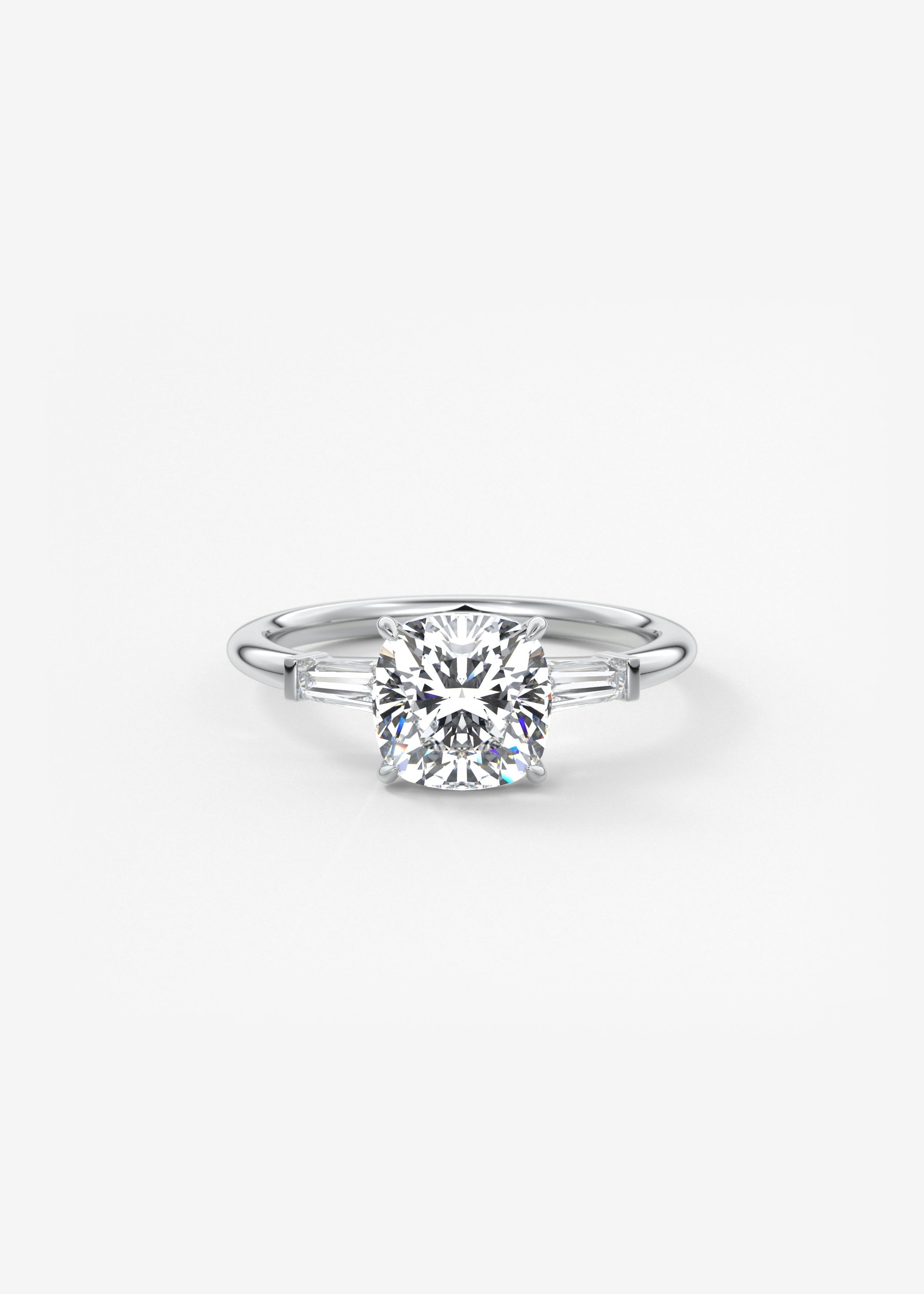 Cushion Three Stone Lab Grown Diamond Engagement Ring