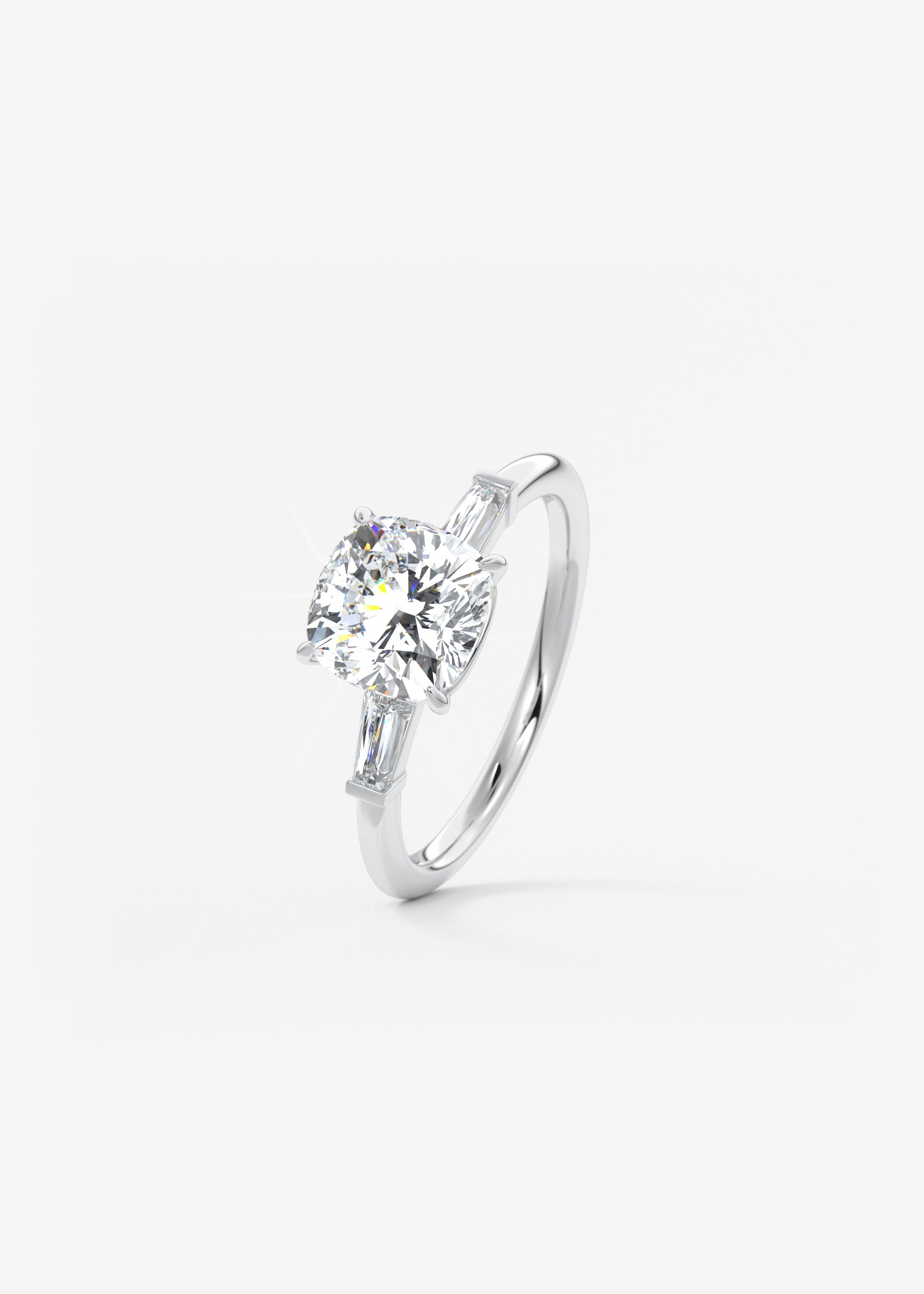 Cushion Three Stone Lab Grown Diamond Engagement Ring