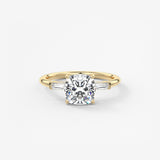 Cushion Three Stone Lab Grown Diamond Engagement Ring