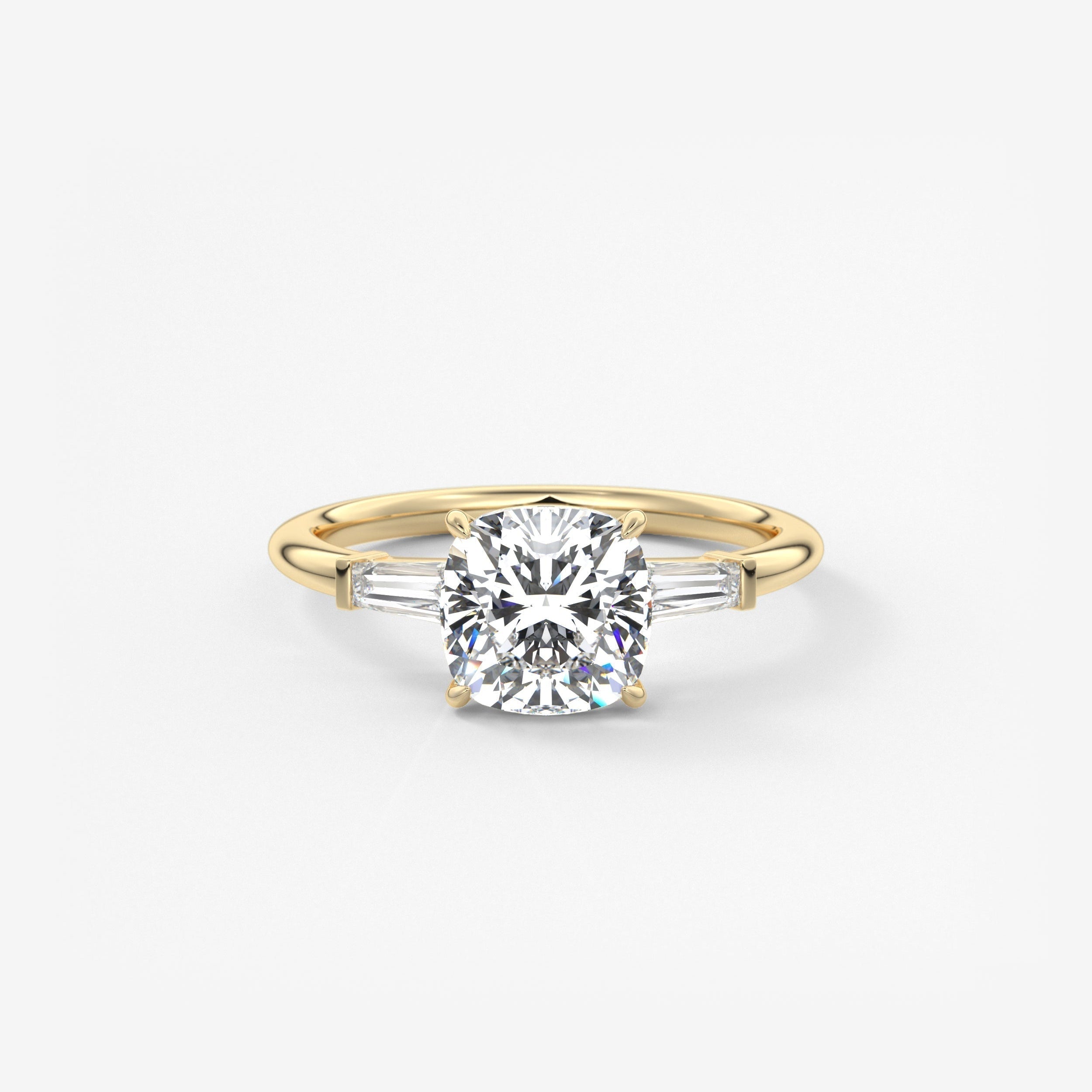 Cushion Three Stone Lab Grown Diamond Engagement Ring