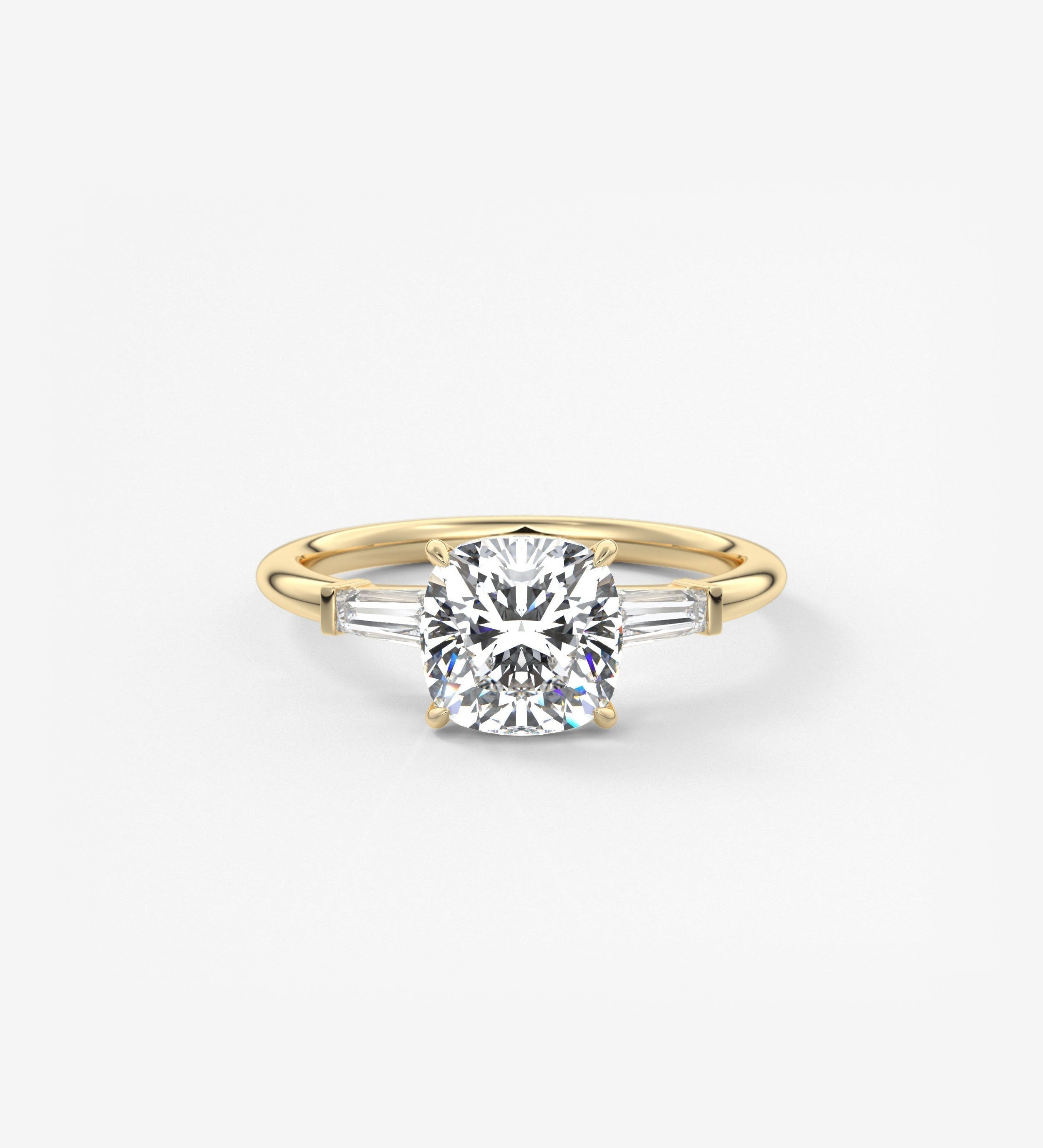 Cushion Three Stone Lab Grown Diamond Engagement Ring