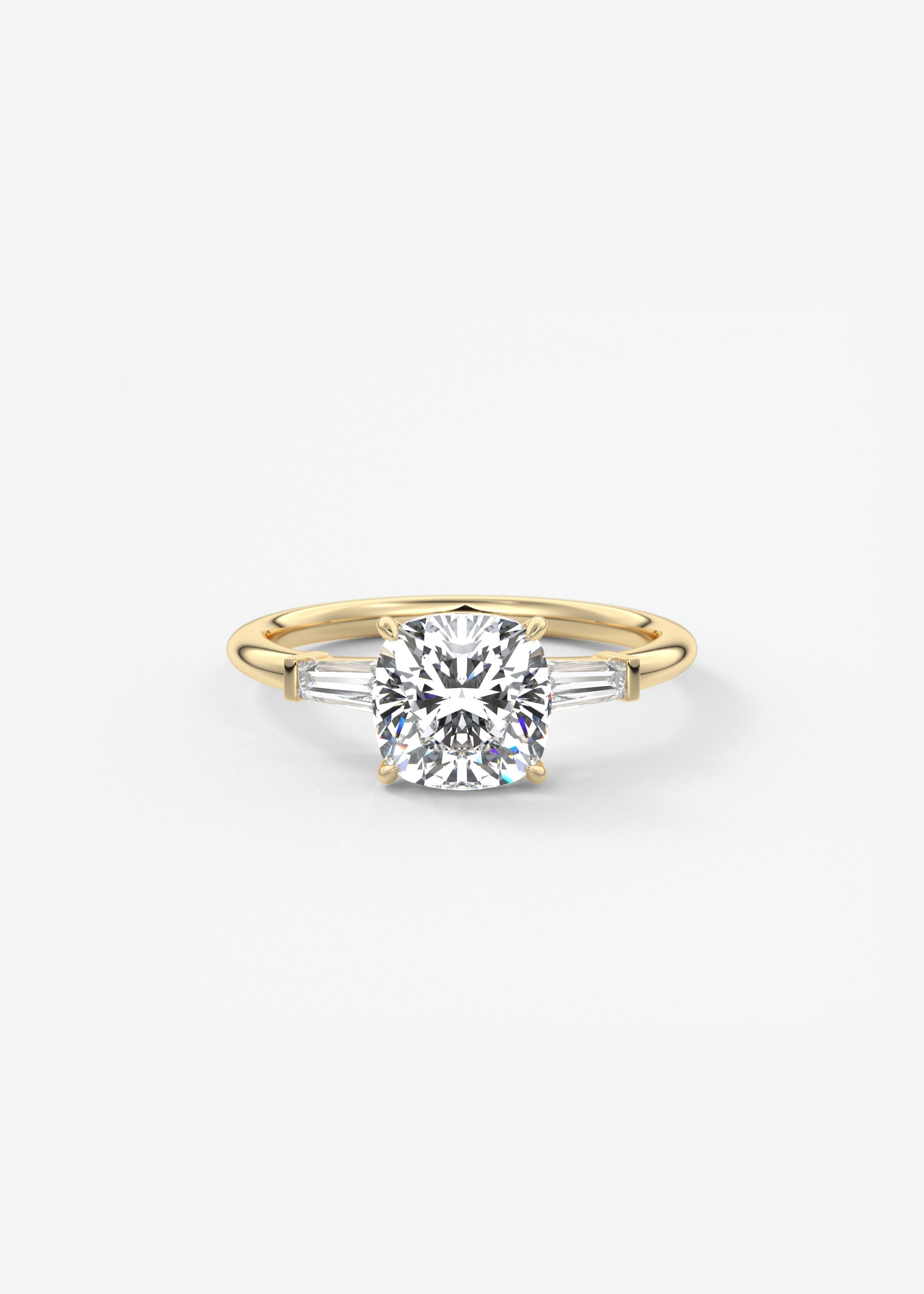 Cushion Three Stone Lab Grown Diamond Engagement Ring