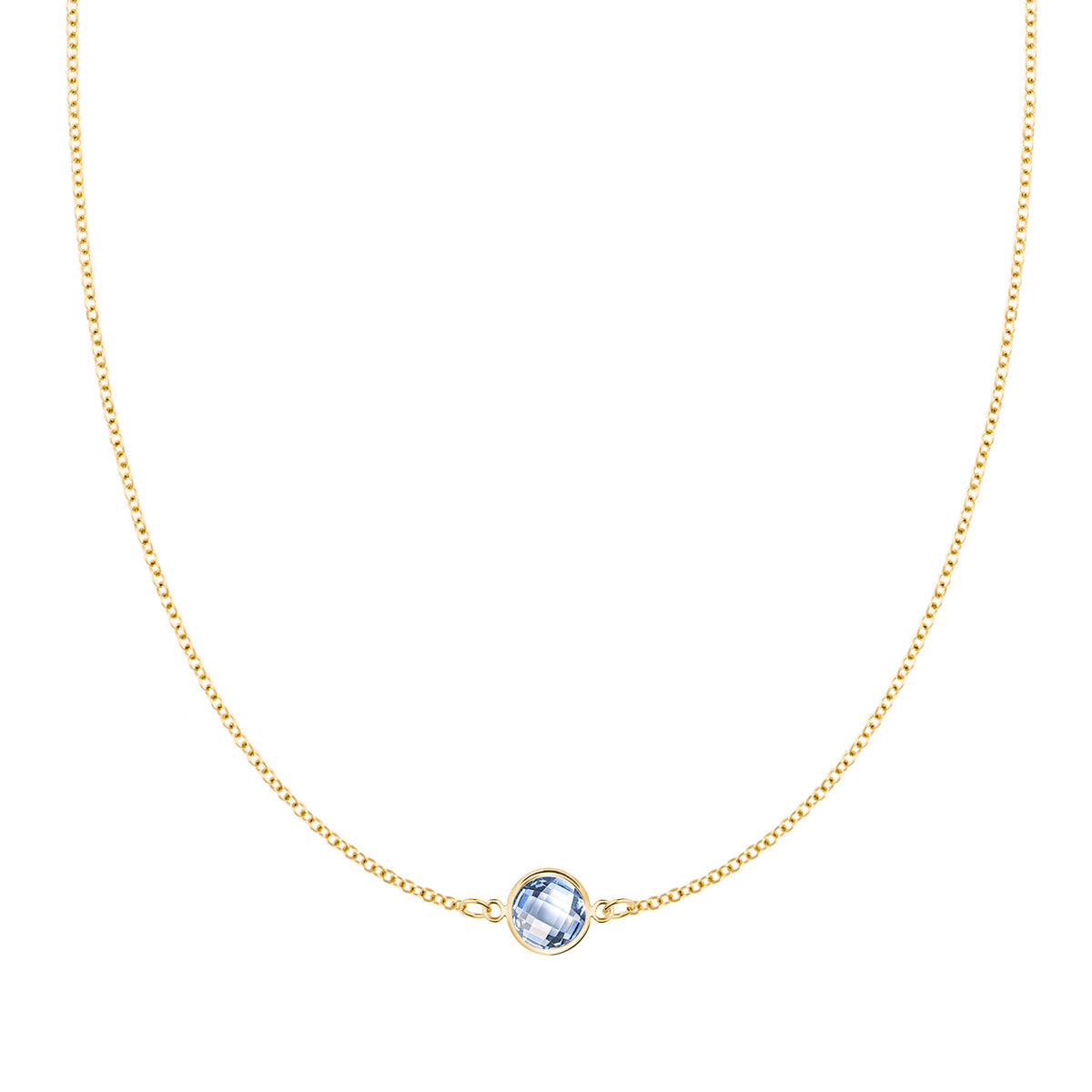 0.90 CT Round Aquamarine Lab Made Diamond-March Birthstone Necklace 1
