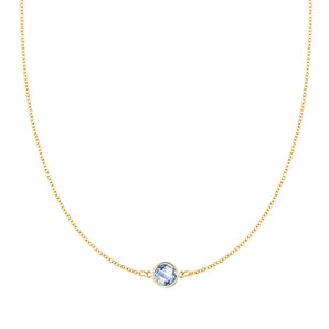 0.90 CT Round Aquamarine Lab Made Diamond-March Birthstone Necklace