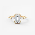 Emerald Three Stone Lab Grown Diamond Engagement Ring