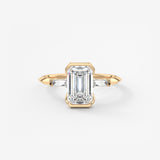 Emerald Three Stone Lab Grown Diamond Engagement Ring