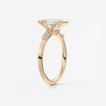 Emerald Three Stone Lab Grown Diamond Engagement Ring