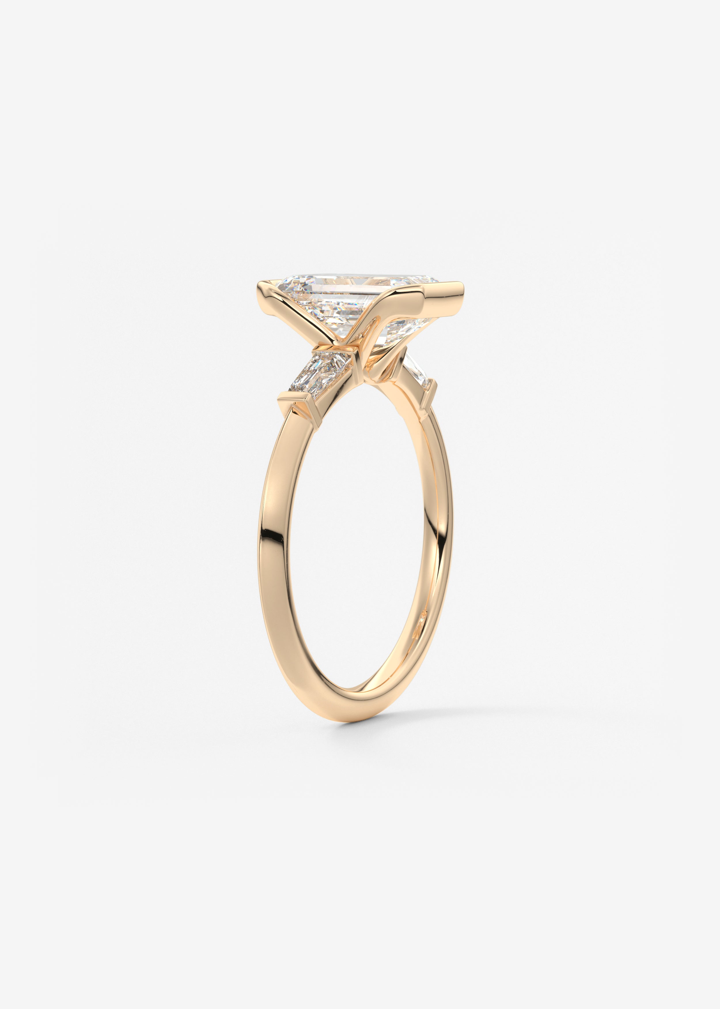 Emerald Three Stone Lab Grown Diamond Engagement Ring
