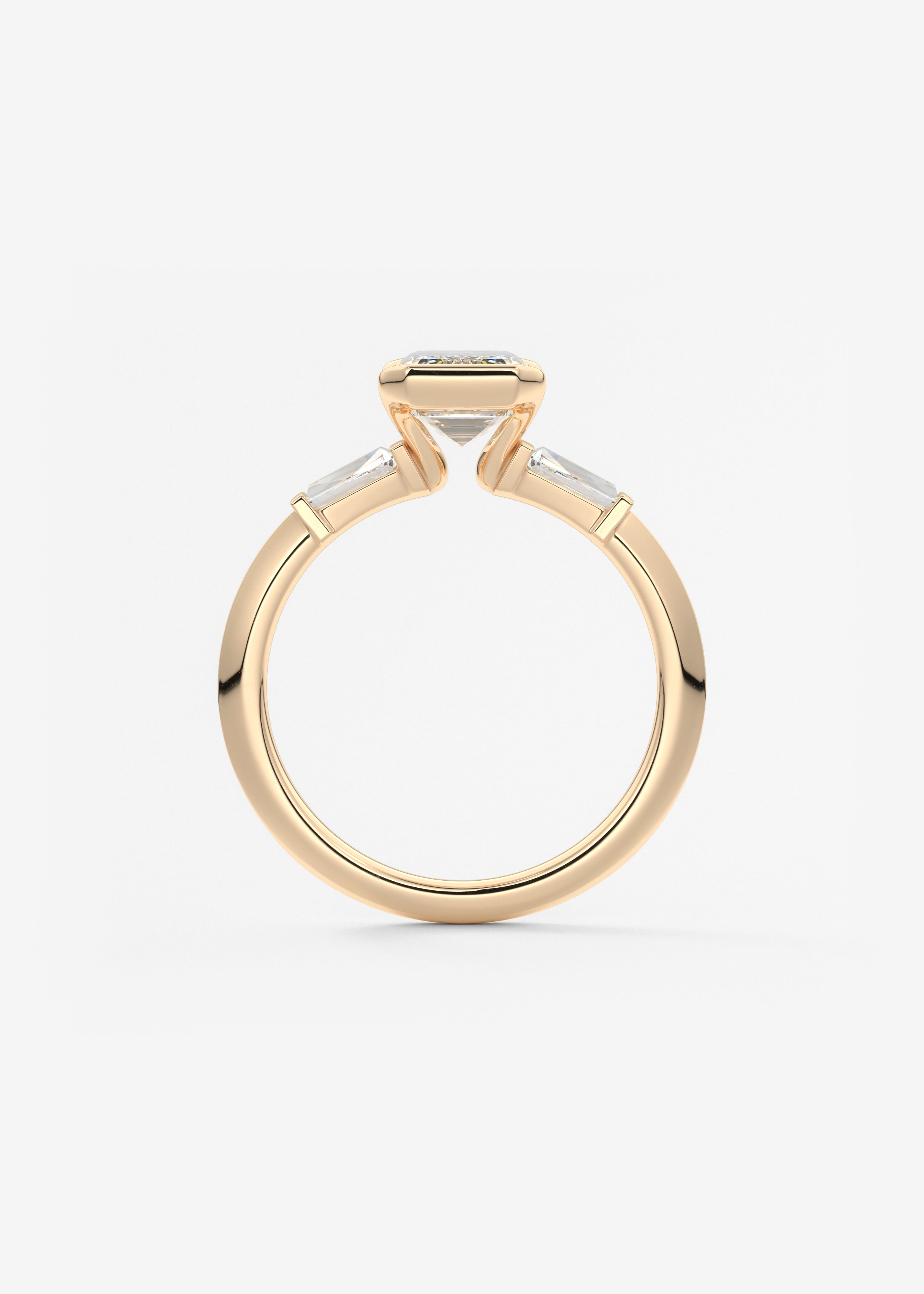 Emerald Three Stone Lab Grown Diamond Engagement Ring
