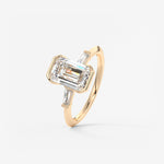 Emerald Three Stone Lab Grown Diamond Engagement Ring