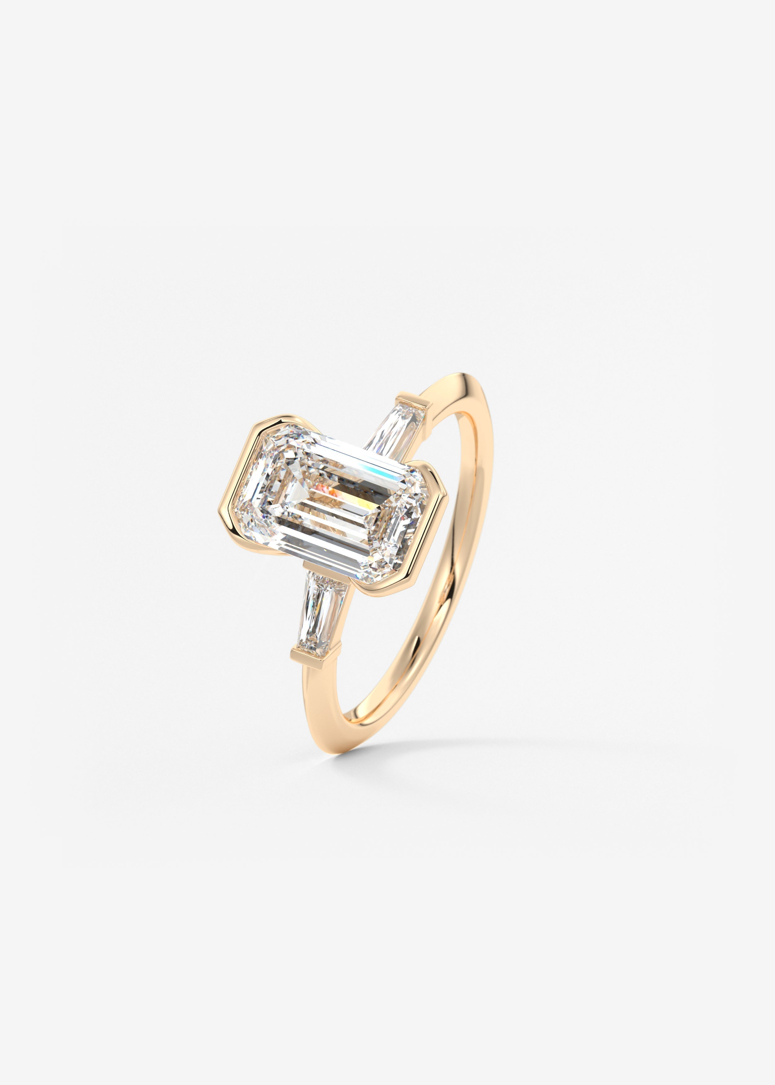 Emerald Three Stone Lab Grown Diamond Engagement Ring