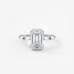 Emerald Three Stone Lab Grown Diamond Engagement Ring