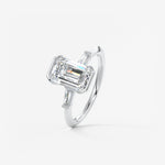 Emerald Three Stone Lab Grown Diamond Engagement Ring