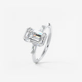 Emerald Three Stone Lab Grown Diamond Engagement Ring