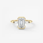 Emerald Three Stone Lab Grown Diamond Engagement Ring