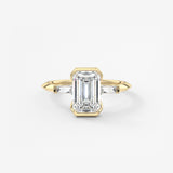 Emerald Three Stone Lab Grown Diamond Engagement Ring