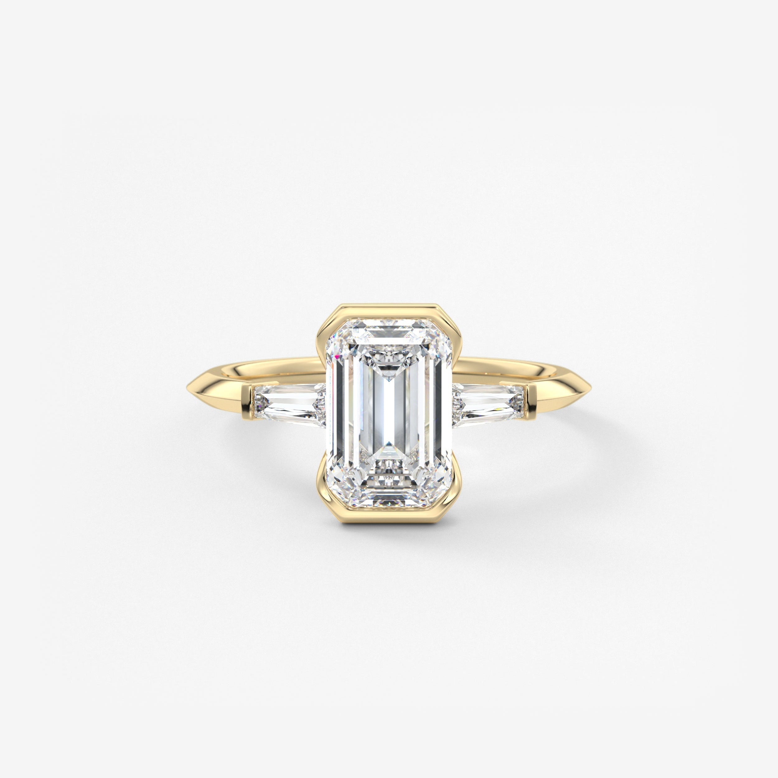 Emerald Three Stone Lab Grown Diamond Engagement Ring