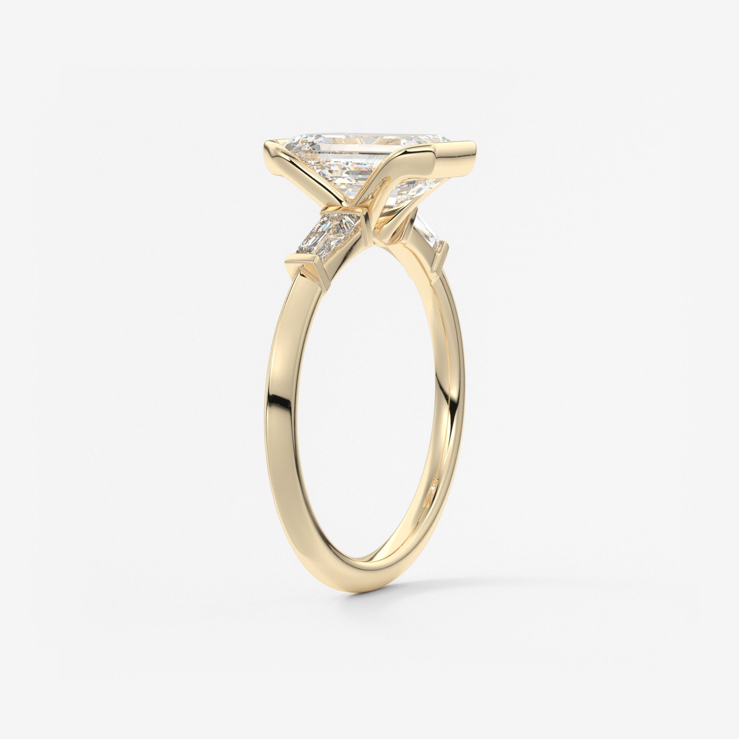 Emerald Three Stone Lab Grown Diamond Engagement Ring