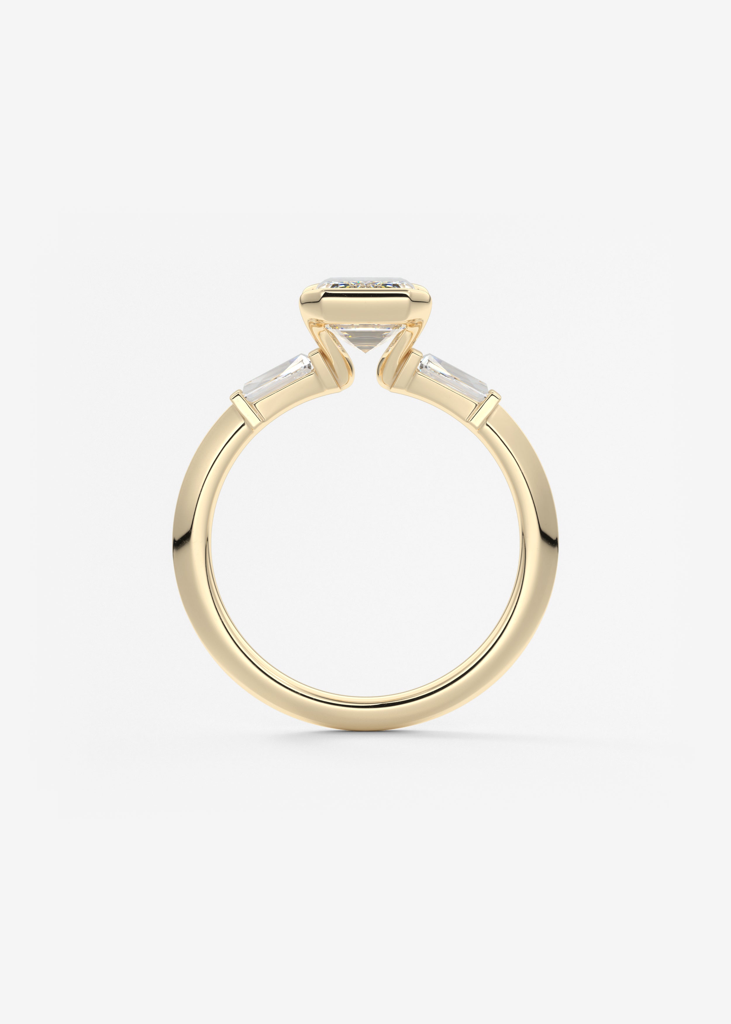 Emerald Three Stone Lab Grown Diamond Engagement Ring