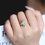 Stunning 1.0 - 2.0 CT Emerald Moissanite Engagement Ring With Cluster Design 2