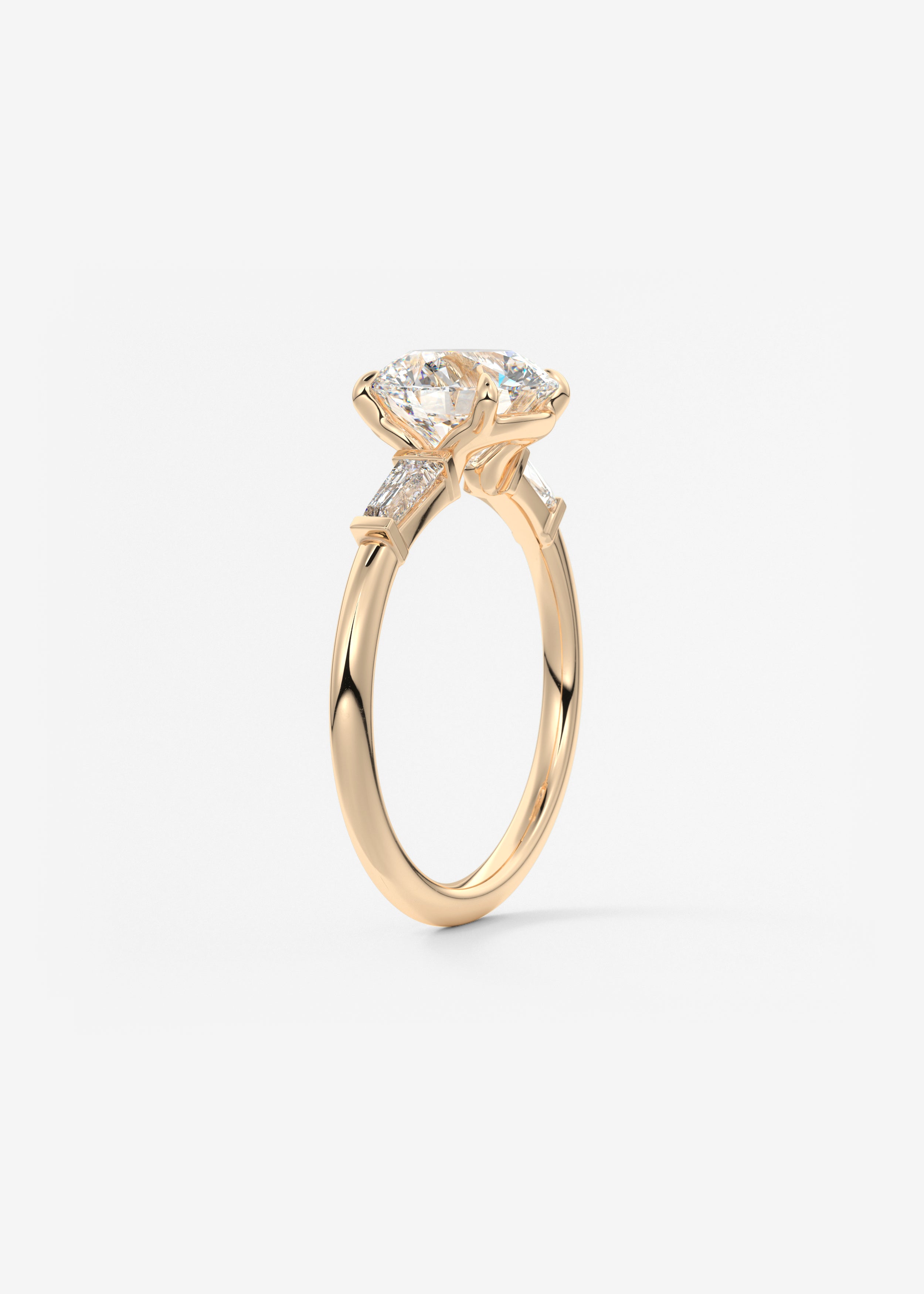 Round Three Stone Lab Grown Diamond Engagement Ring