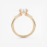 Round Three Stone Lab Grown Diamond Engagement Ring