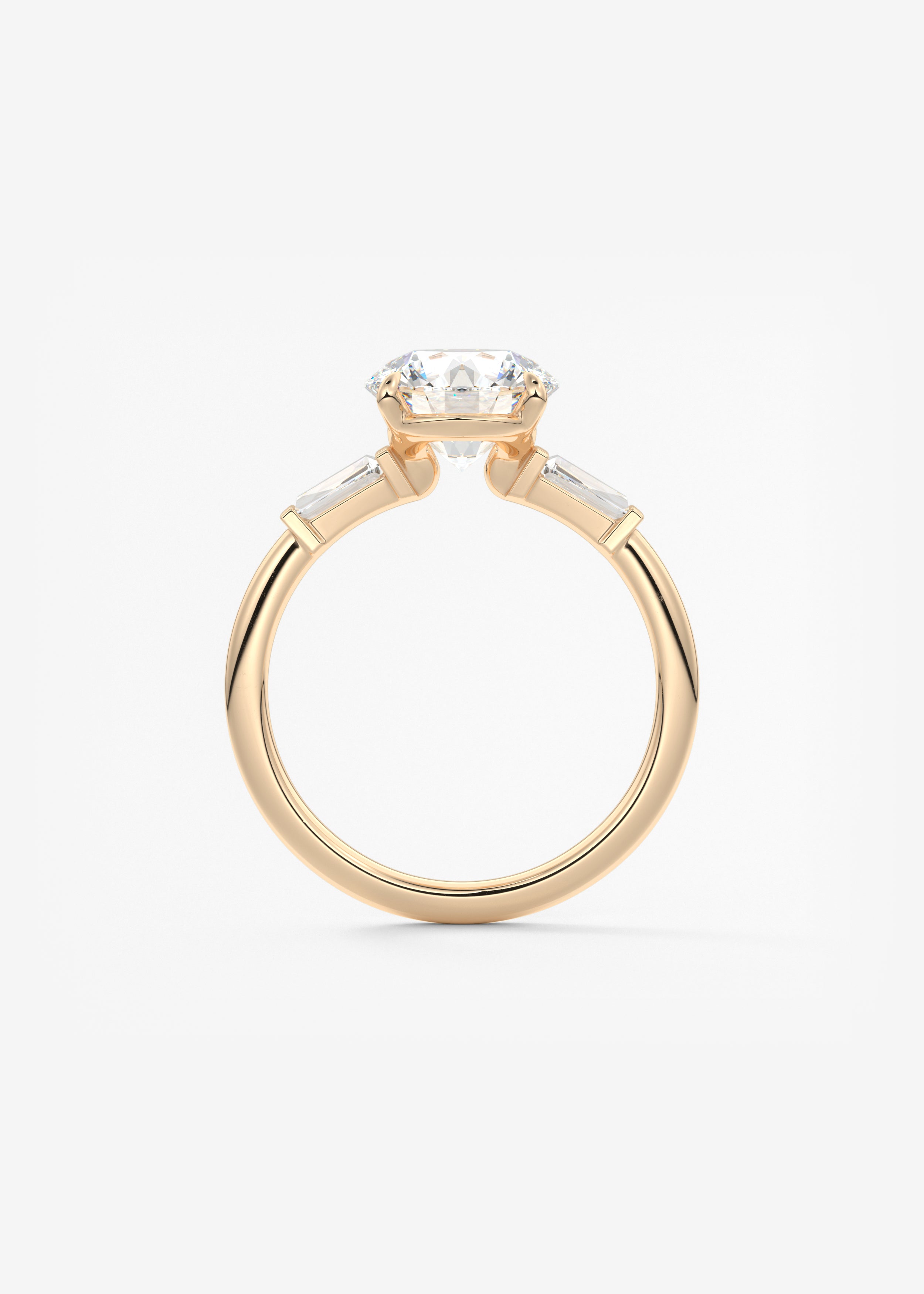 Round Three Stone Lab Grown Diamond Engagement Ring