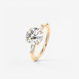 Round Three Stone Lab Grown Diamond Engagement Ring