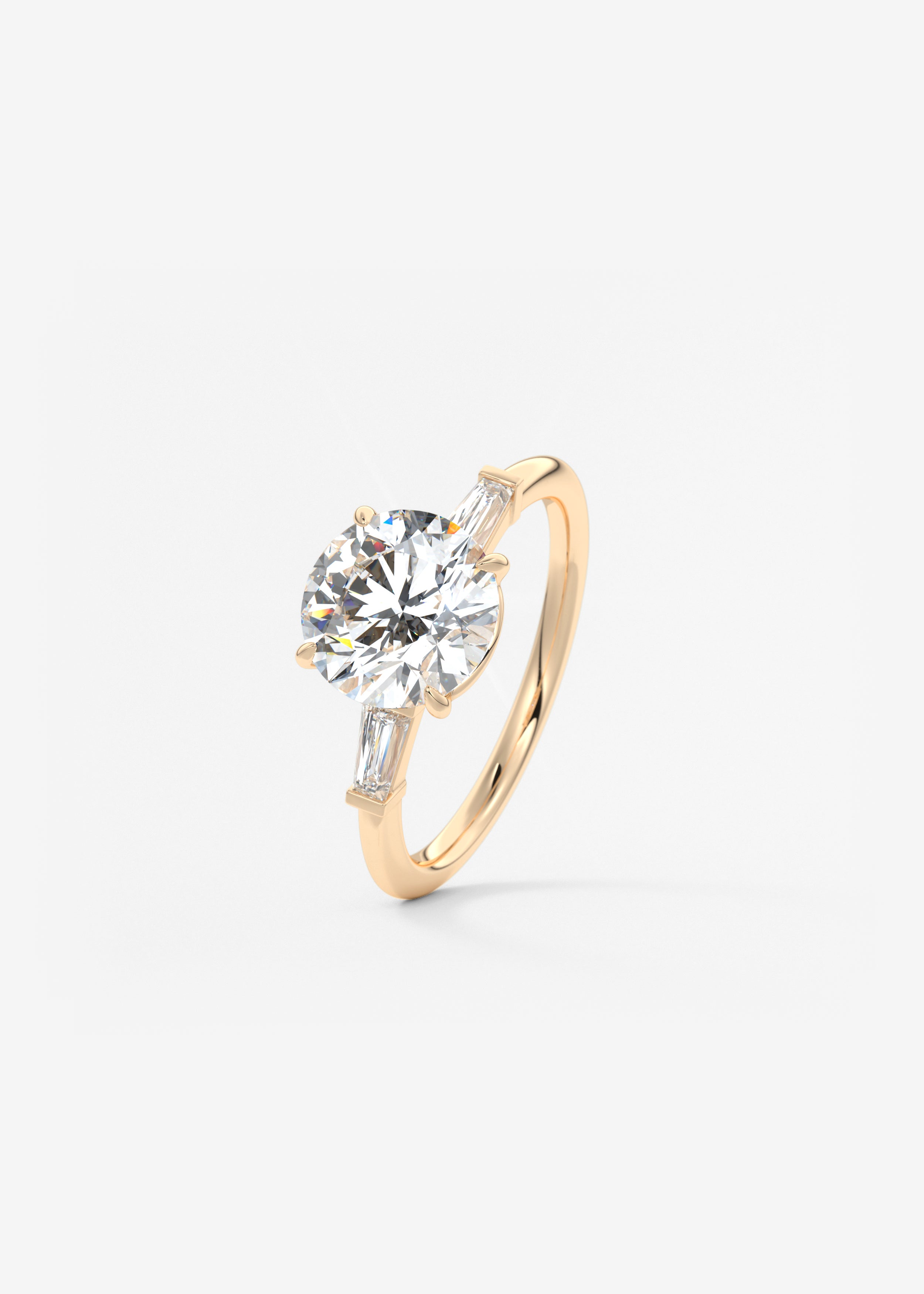 Round Three Stone Lab Grown Diamond Engagement Ring