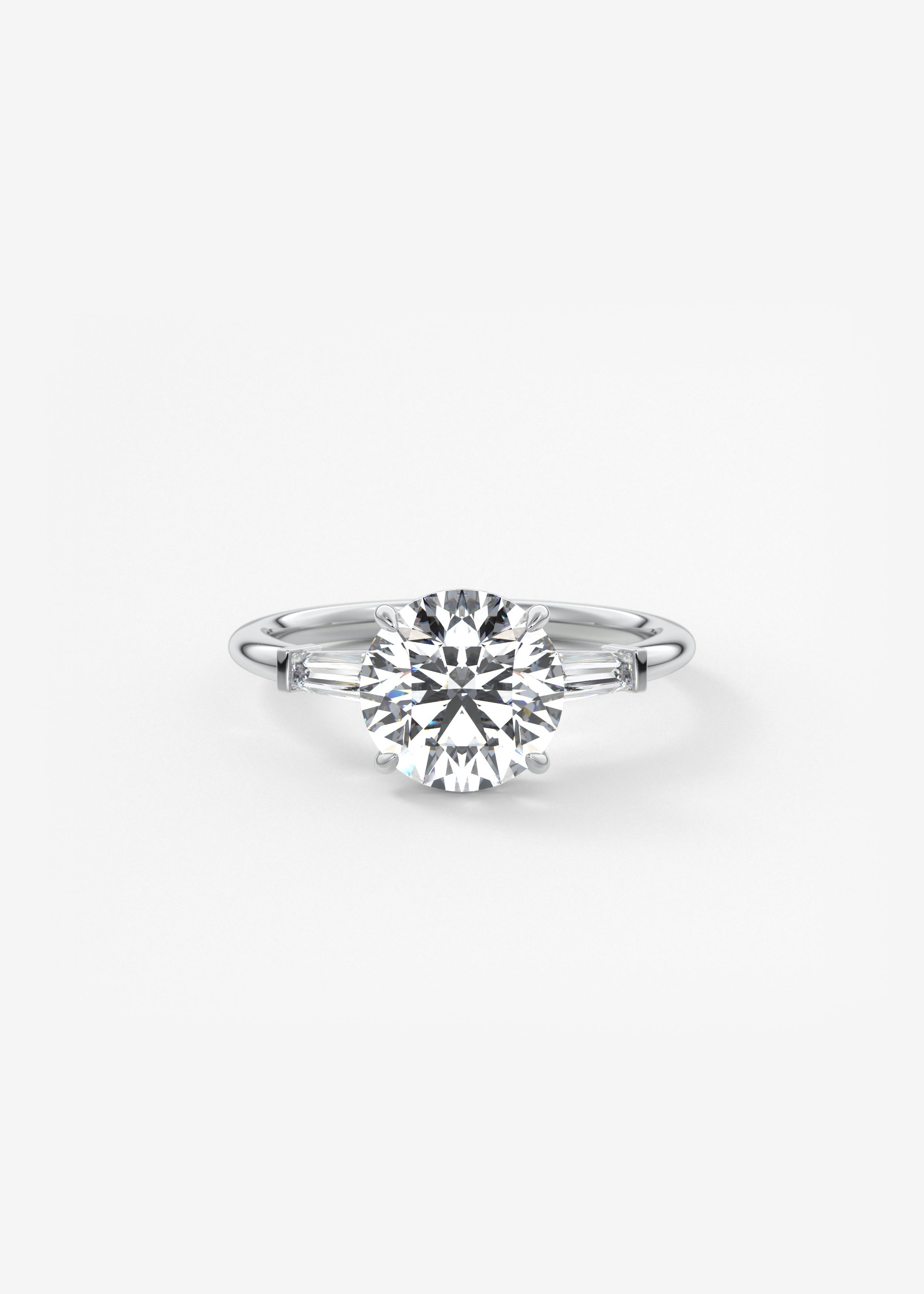 Round Three Stone Lab Grown Diamond Engagement Ring