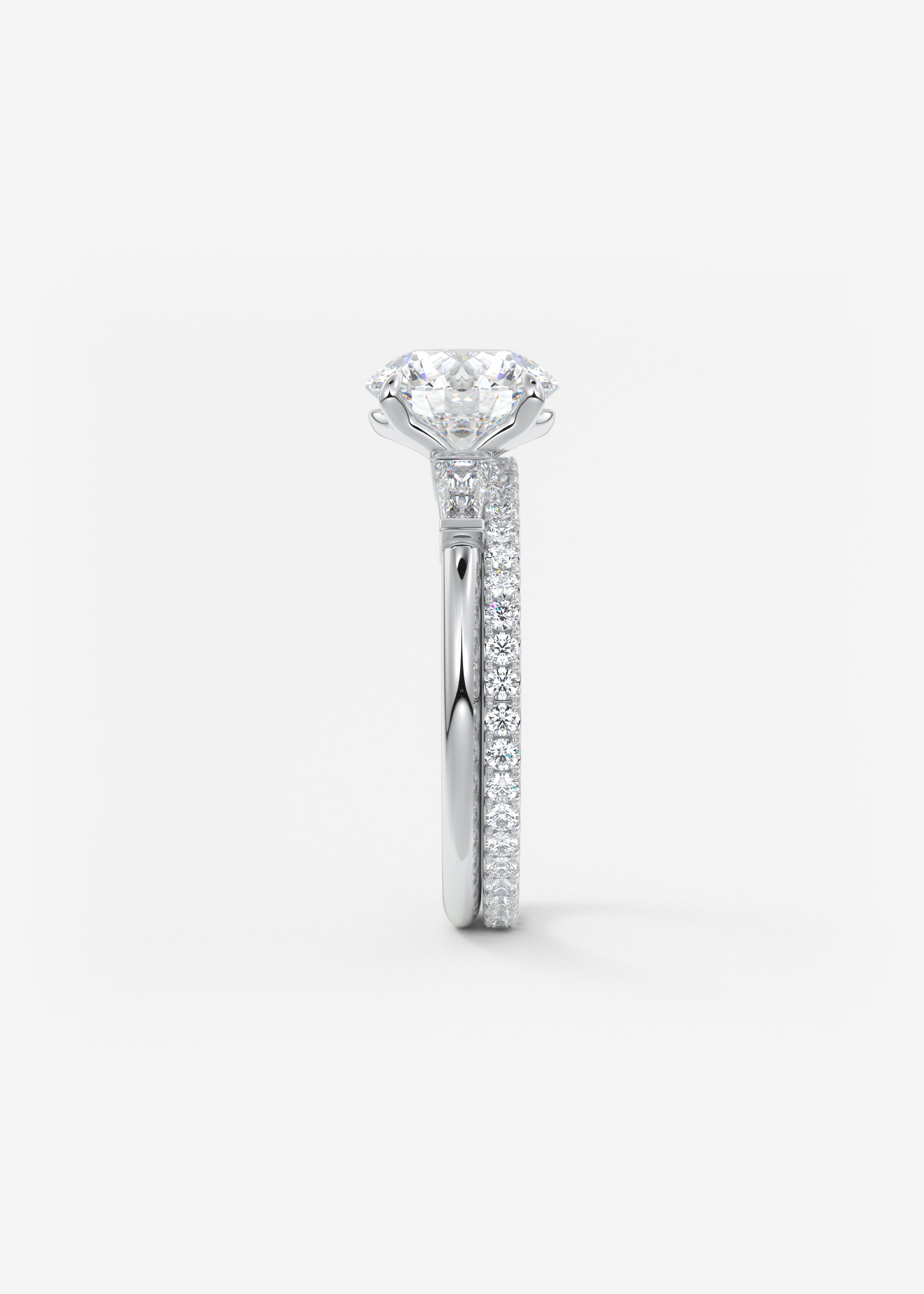Round Three Stone Lab Grown Diamond Engagement Ring