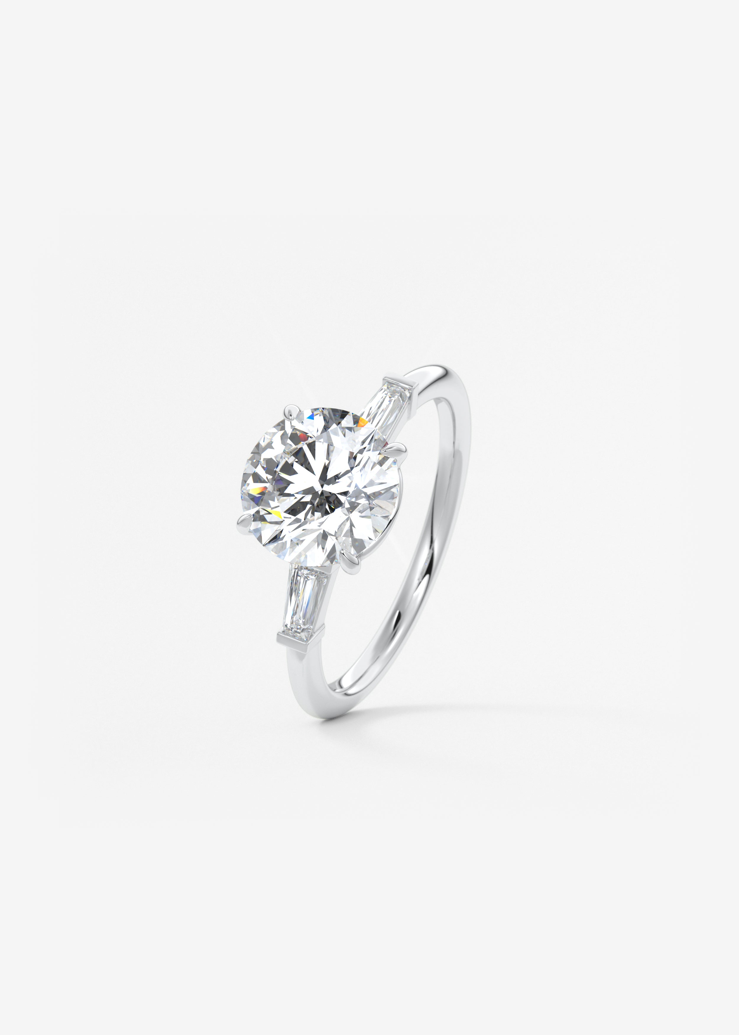 Round Three Stone Lab Grown Diamond Engagement Ring