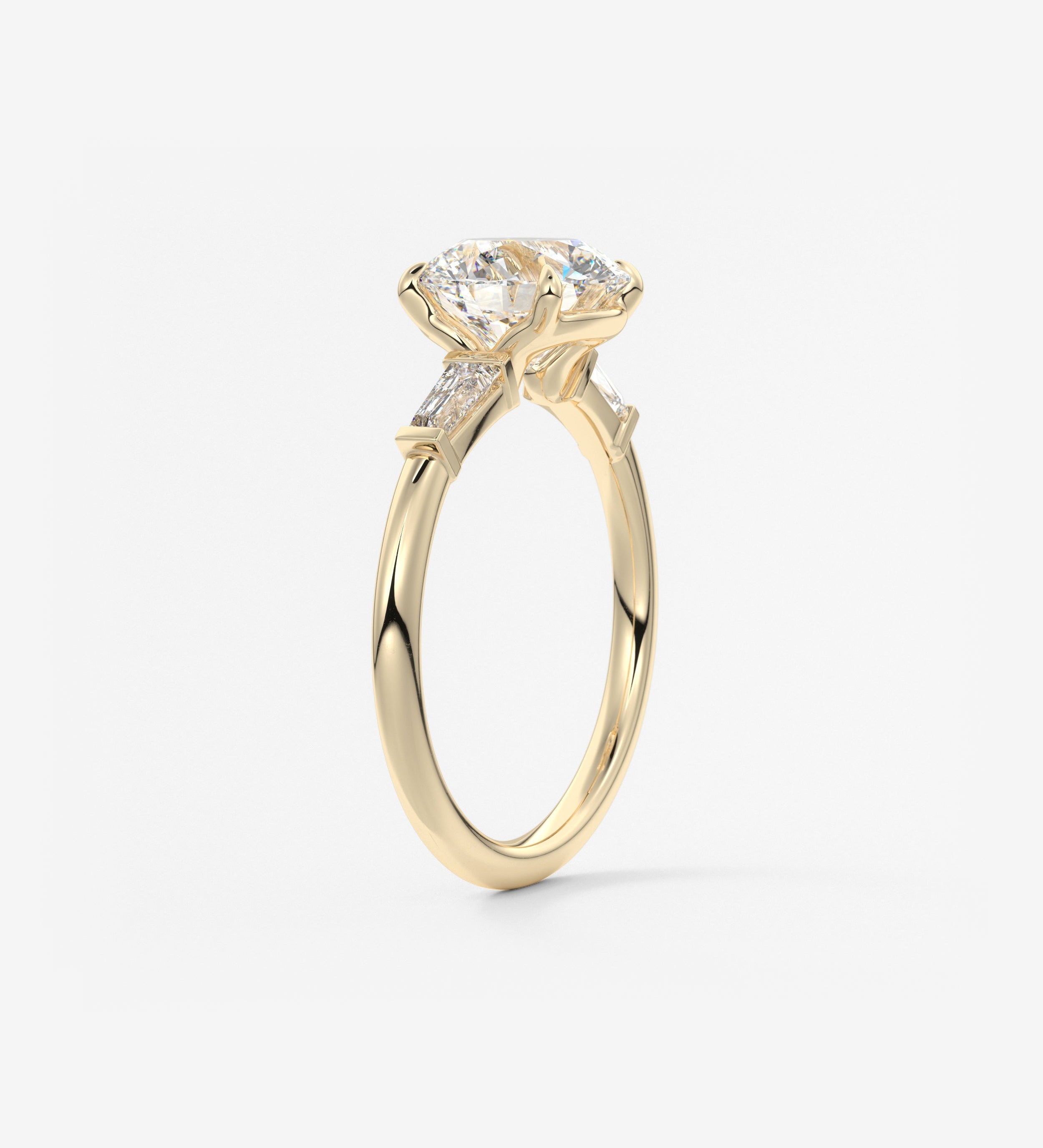 Round Three Stone Lab Grown Diamond Engagement Ring