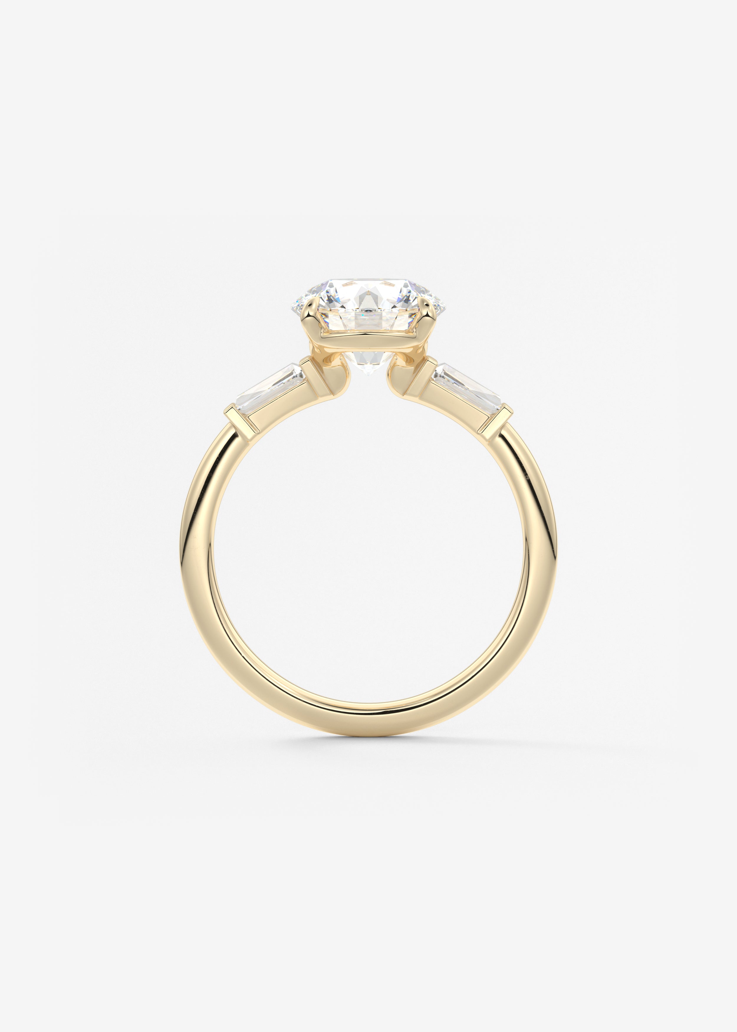 Round Three Stone Lab Grown Diamond Engagement Ring