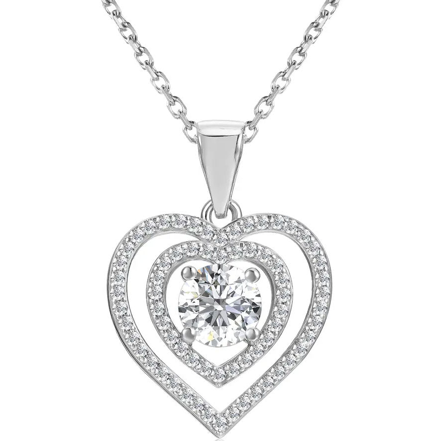 Round Cut Cubic Zirconia in 925 Sterling Silver Necklace 1