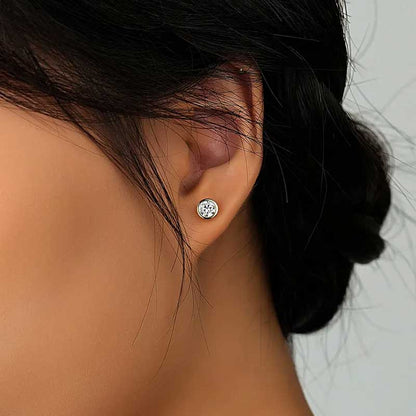 Round Cut Cubic Zirconia in 925 Sterling Silver Earrings 6