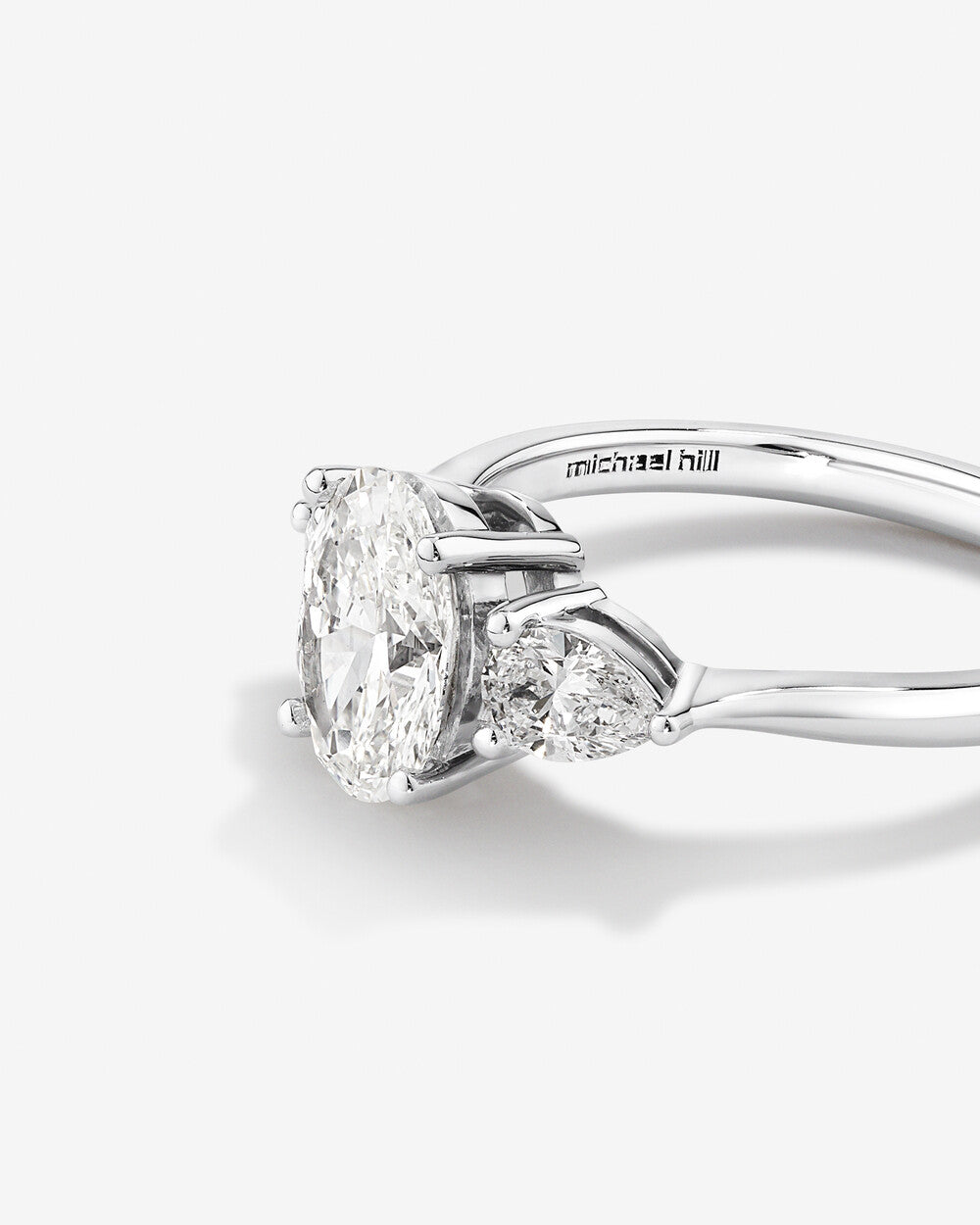 Stunning 1.65 TCW Oval & Pear Moissanite Engagement Ring with Three Stone Design 5