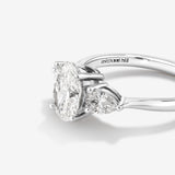 Stunning 1.65 TCW Oval & Pear Moissanite Engagement Ring with Three Stone Design 5