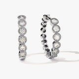 1.0 TCW Round Cut Moissanite Bezel Hoops Earrings in Gold 2