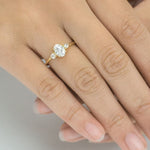 Stunning 1 CT Oval Moissanite Engagement Ring With Three Stone Design 14