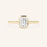 Stunning 1 CT Emerald Moissanite Engagement Ring With Bezel Design 1