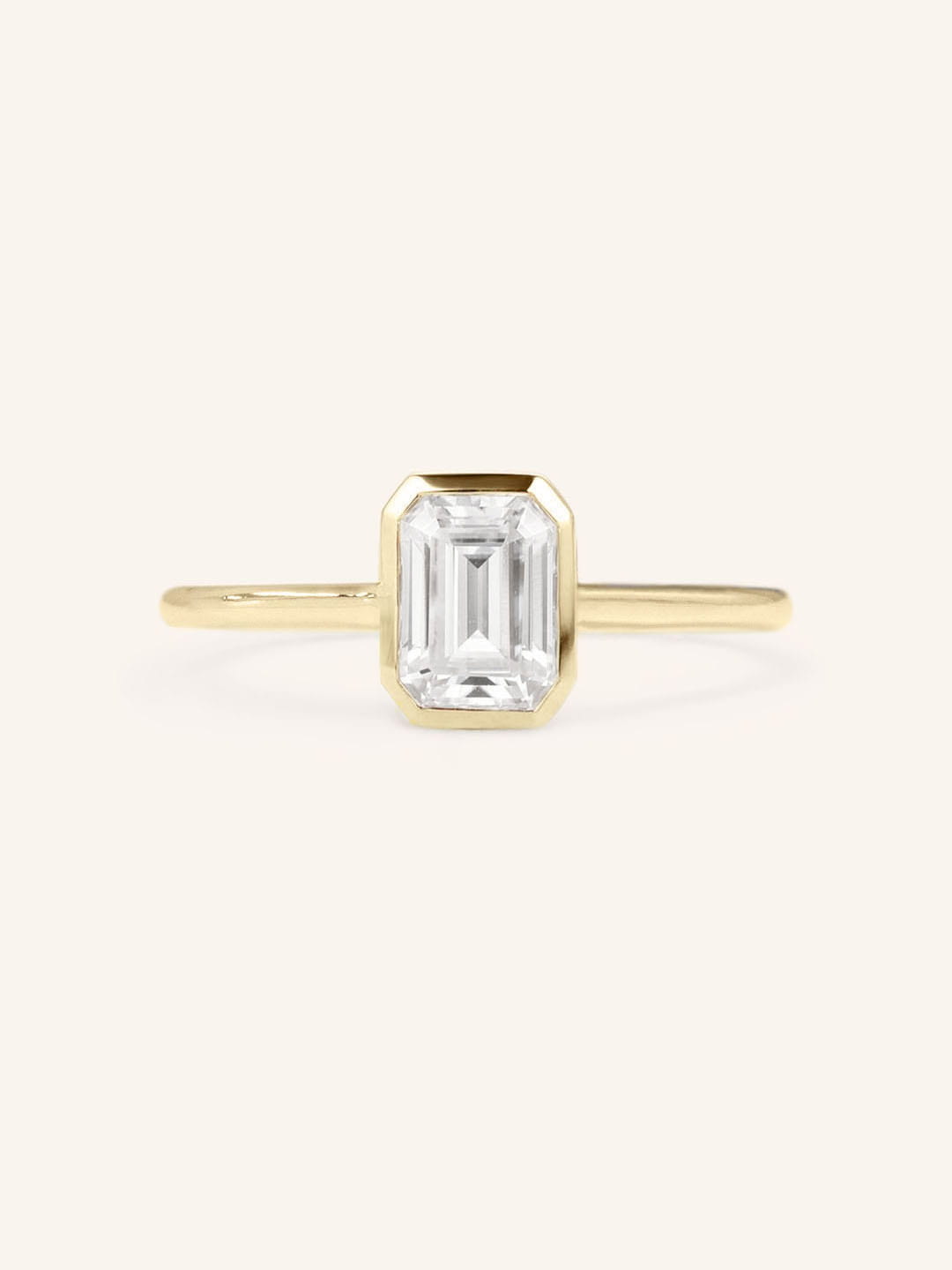 Stunning 1 CT Emerald Moissanite Engagement Ring With Bezel Design 1