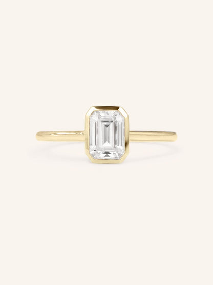 Stunning 1 CT Emerald Moissanite Engagement Ring With Bezel Design 1