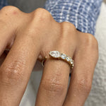 Stunning 1.13 CT Round & Pear Moissanite Stones Open Wedding Bands 6