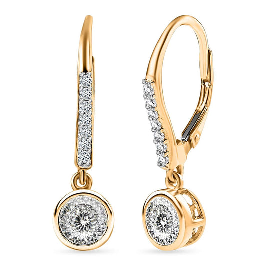 Round Cut Cubic Zirconia in 925 Sterling Silver Earrings 1