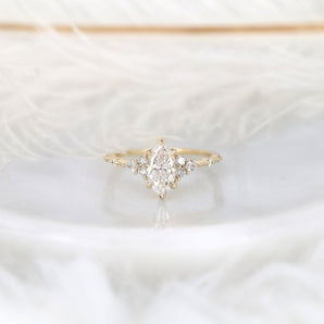 Stunning 1 CT Marquise Moissanite Engagement Ring With Cluster Design