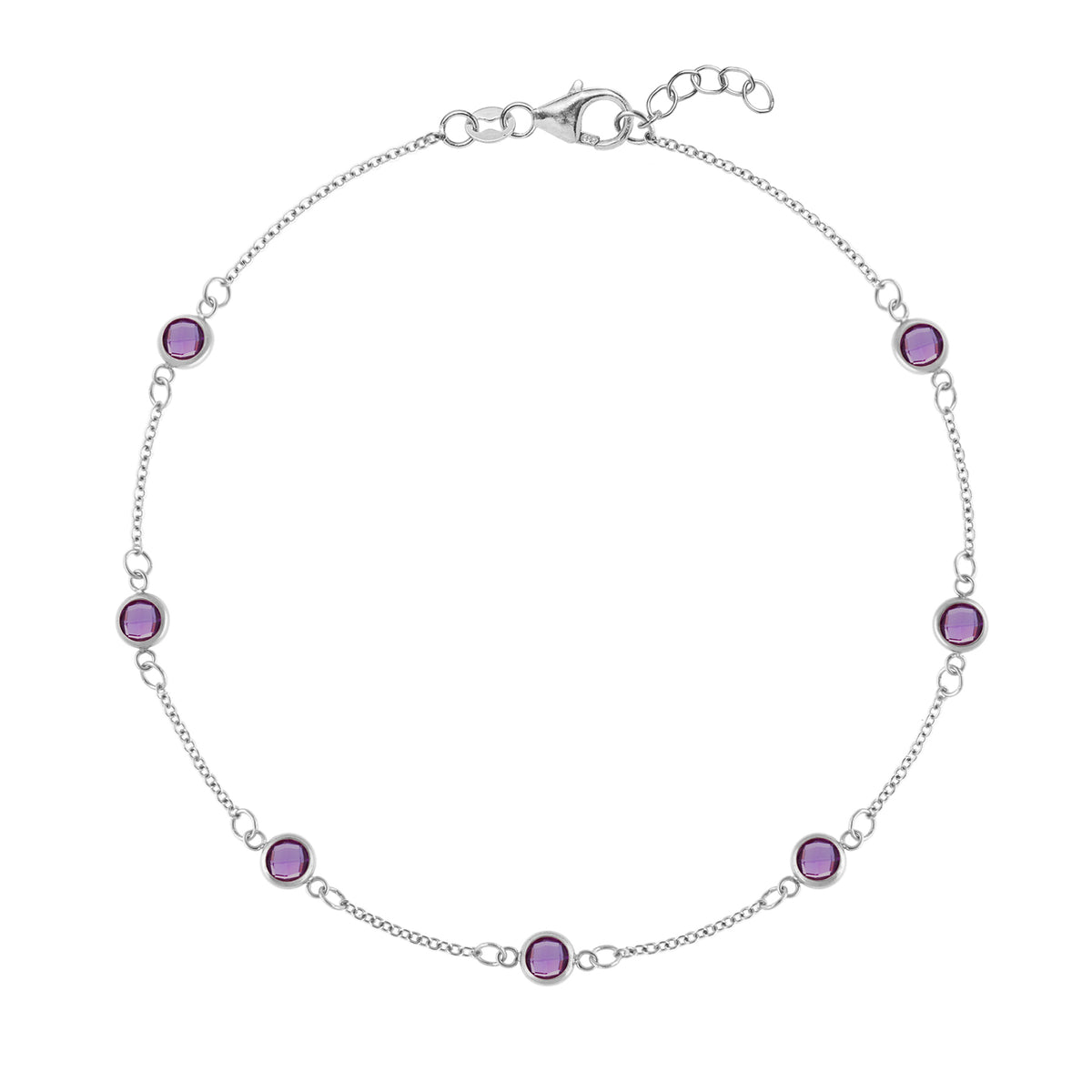 1.75 TCW Round Amethyst Lab Made Diamond- February Birthstone Bracelets 8