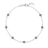1.75 TCW Round Amethyst Lab Made Diamond- February Birthstone Bracelets 8