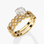 1.50 CT Round Cut Moissanite Bridal Ring Set with Marquise & Round Wedding Bands 2
