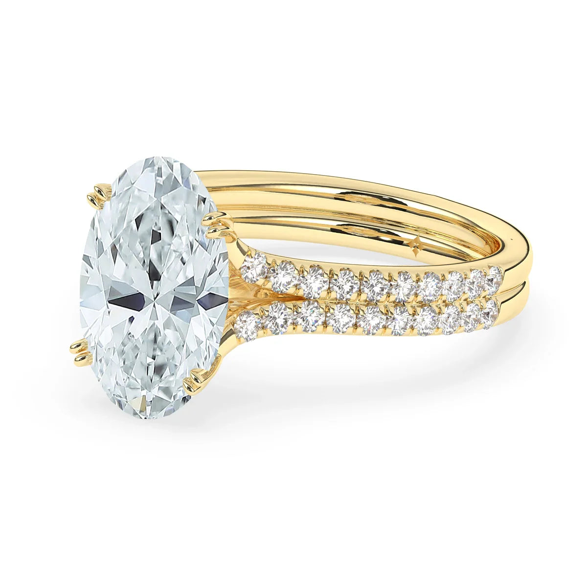 Stunning 4.0 CT Oval Moissanite Engagement Ring with Split Shank Pave Design 2